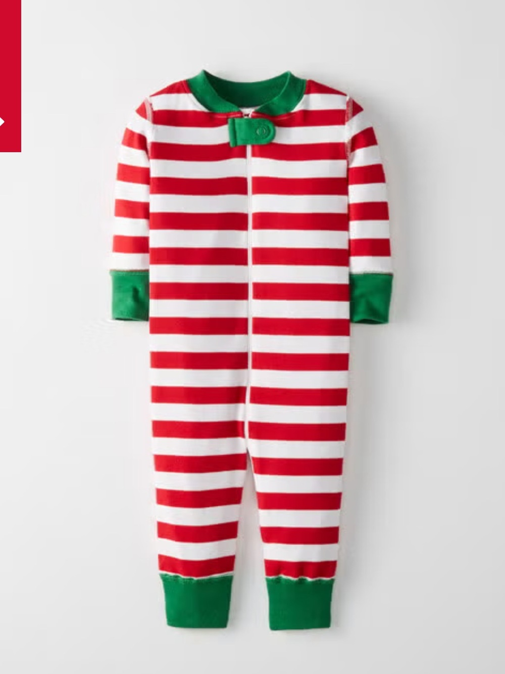 Hanna Andersson Red White striped organic cotton unisex holiday onesie 2t